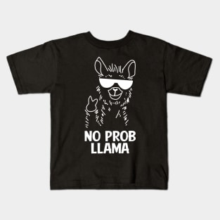 No Problem Llama Alpaca Gangster Glasses Kids T-Shirt